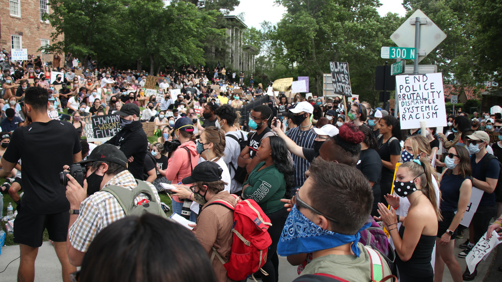 Massive gathering of people protest Thursday near Utah State Capitol KUTV
