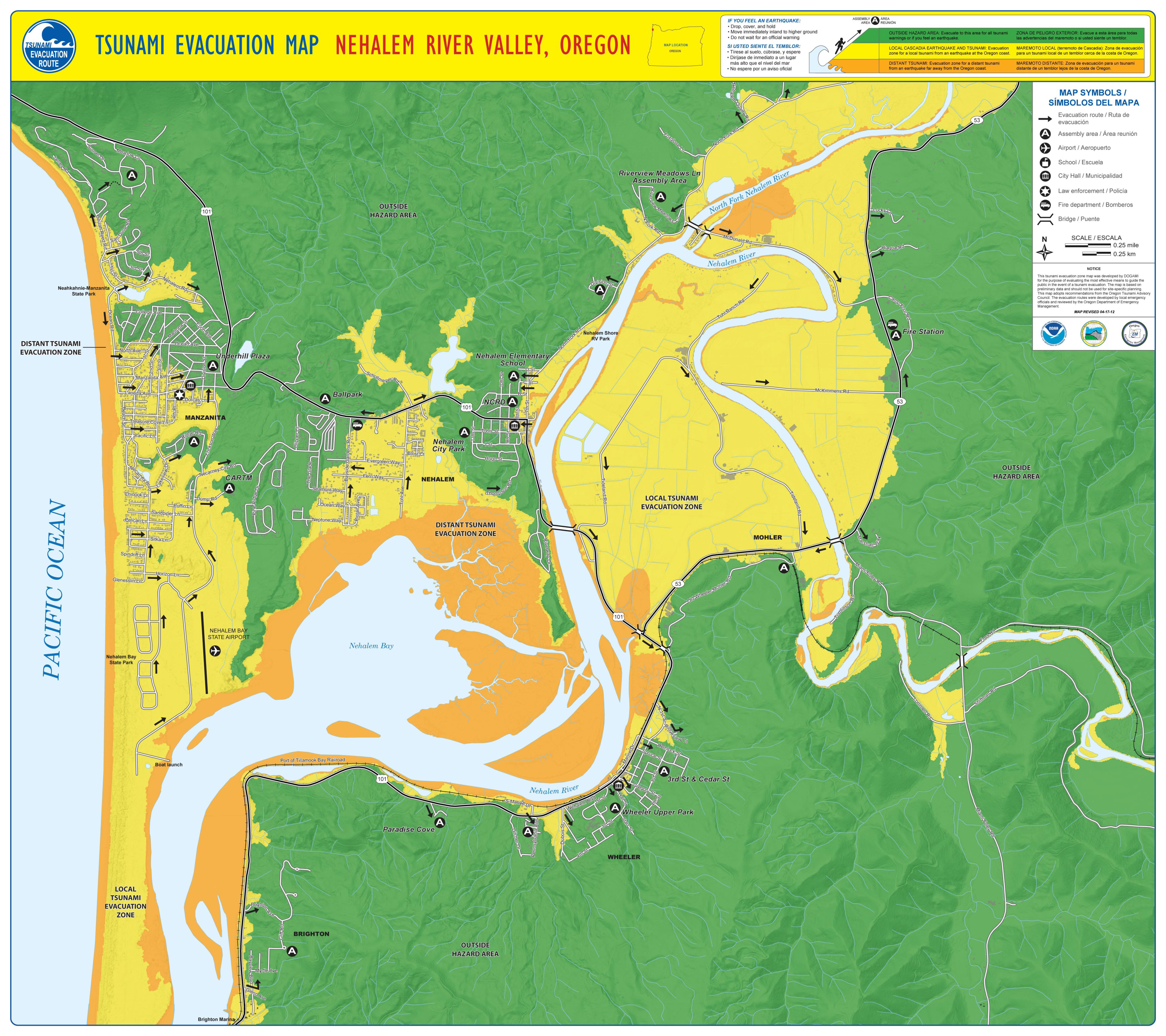 Tsunami evacuation maps outline safe routes on Oregon and ...