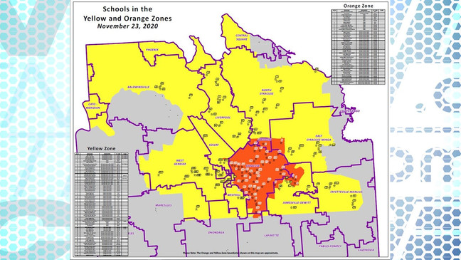 119 schools included in Onondaga County's orange and yellow zones: See list here