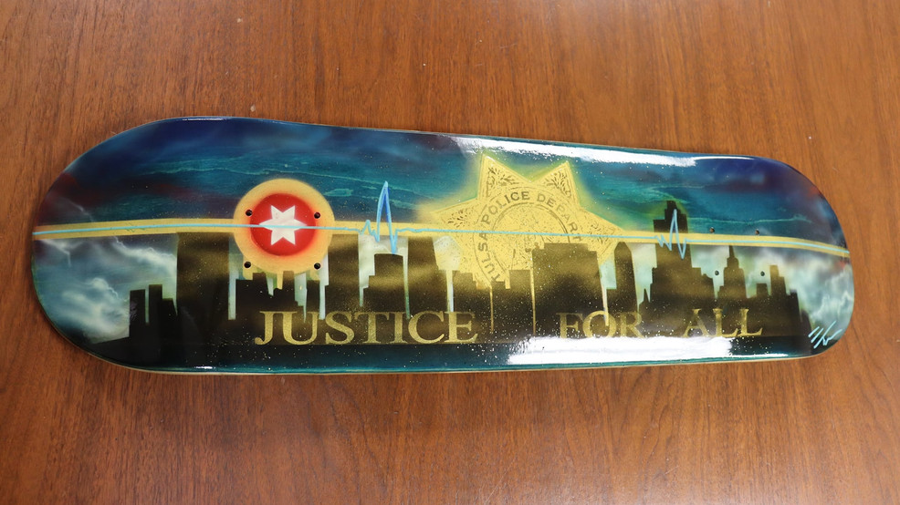 Raffle To Win Oneofakind Tulsa Police Department Skateboard KTUL Skate World. Skateboard